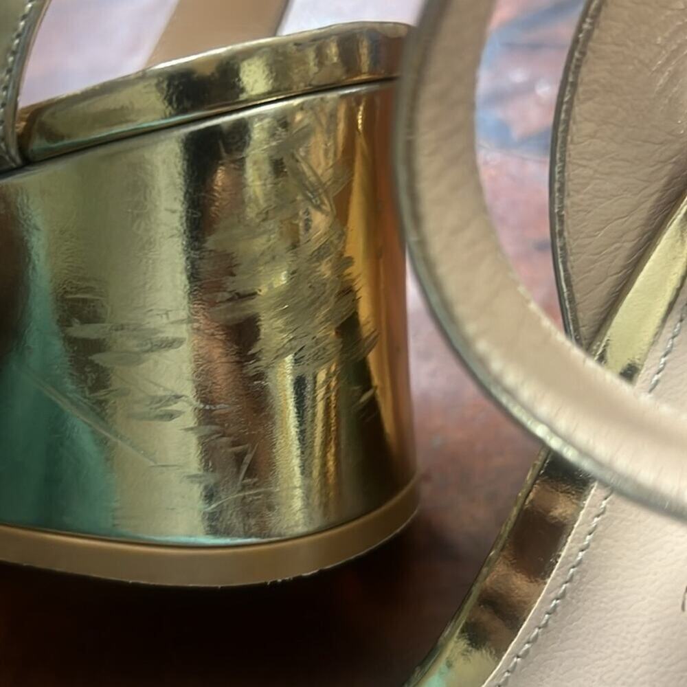 GIANVITO ROSSI MILANO GOLD METTALIC LEATHER‎ SANDALS SIZE 39 - Picture 8 of 9